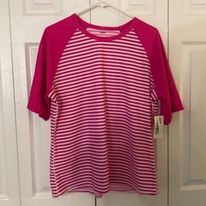 Pink striped rash guard